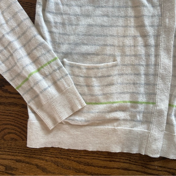 Margaret O’Leary Cardigan Sweater Stripes Ivory Medium Large Designer Cashmere? - Picture 2 of 10